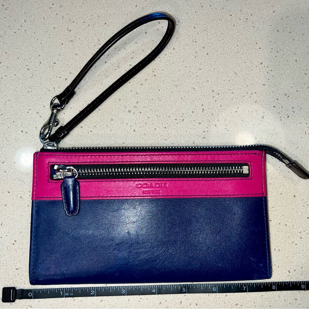 Coach Fuchsia and Navy Zip Pouch - Picture 10 of 11